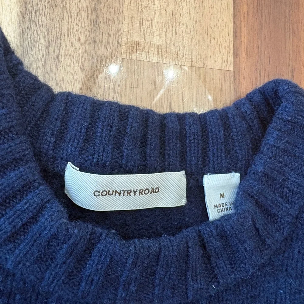 Sz M Country Road Men's Dark Blue Navy Crewneck Heavy Sweater 100% Lambswool